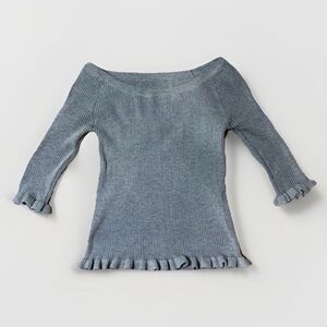 Women’s Gray Shirt Size S Fitted Minimalist Pullover Modern Stretch Casual Top